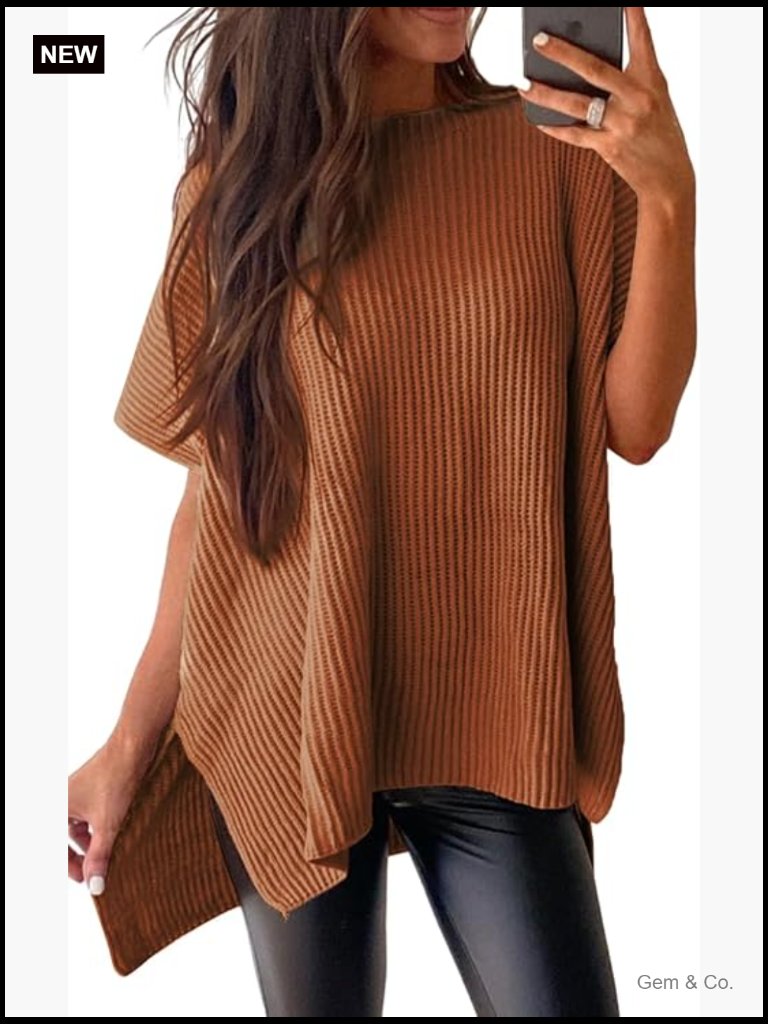 Short Sleeve Crewneck Sweater Lightweight Pullover Tunic Tops For Women